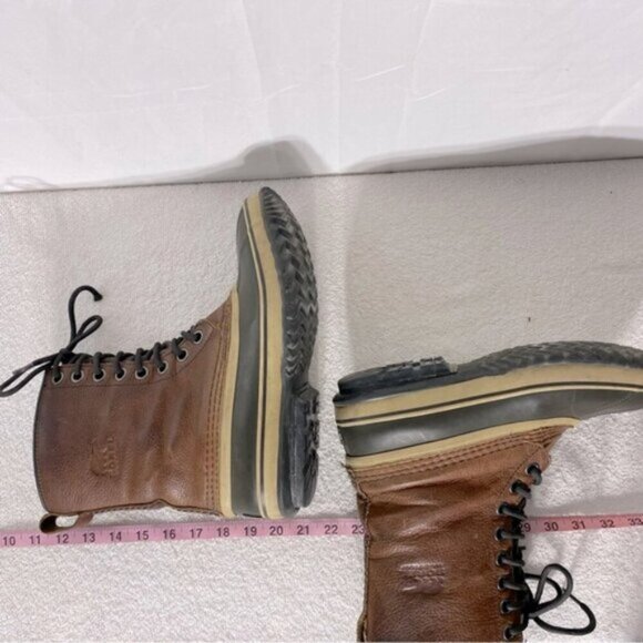 Vintage Sorel Premium T Brown Leather W Rubber Lace Up Winter Boots 8.5 - Picture 14 of 14
